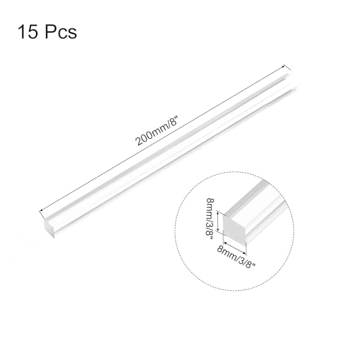 Image of MECCANIXITY 15pcs Acrylic Square Rods 5 /16 inch x 8 inch Clear Acrylic Dowel Rods Sticks Acrylic Plastic Sticks Strip for DIY Crafts Lighting Gardening Decorations - 8mm x 200mm