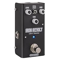 SHAEVLE Distortion Gitarren Pedal Mini Analoge Effektpedal - Vollanaloge Schaltung mit 3 Verzerrungstönen, True Bypass, Kompakte Größe für Gitarristen IRON REVOLT(Distortion)