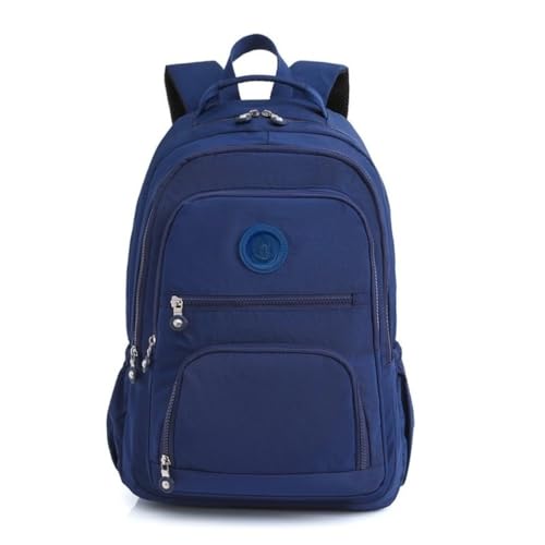 Mochila Impermeável De Nylon Funcional De Grande Capacidade Com Zíper De 5 Camadas Para Escolar Estudantes(Azul Marinho)