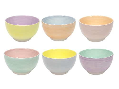 Cookinglife Pastel Harmony | Soup Bowls Set of 6 | Ceramic | 14 cm | Cereal Bowls | Pastel-Coloured | Dishwasher Safe | Microwave Safe | Oven Safe