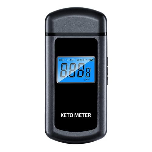 Ketone-Atemmessgerät Professionelles Ketone-Atemmessgerät Tragbares Ketose-Atemmessgerät USB-aufladbares Ketone-Atemmessgerät mit 10 austauschbaren Mundstücken für Ketosetests