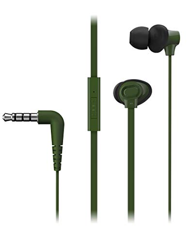 Image of Panasonic Extra Bass in-Ear Wired Earphone with Tangle Free Flat Cable, No-Fall Double Hold in-Ear Design, in Line Remote with Mic (RP-TCM130GEG, Green)