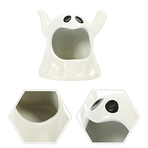Aboofan Desktop Stand Halloween Candle Holder Ghost Shape Votive Candle Holder Ceramic Tealight Holders For Halloween Table Centerpieces Decorations White Fireplace Lantern #TOP3