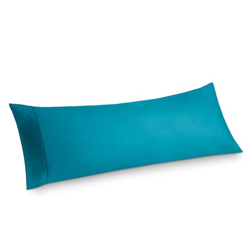 Image of Bedsure Body Pillow Case Cover - Teal Brushed Microfiber Long Pillow Cases, Ultra Soft and Cozy Body Pillowcase with Envelope Closure for Kids, Wrinkle, Fade Resistant, 1 Pack, 20x54 Inches