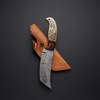 Blade Frenzy Custom Handmade 216+ Layers Damascus Steel Hunting Knife with Leather Sheath BF6751