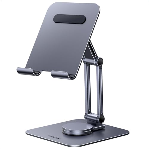 UGREEN Tablet Ständer 360° Drehbar Verstellbar, Tablet Halterung iPad Ständer Kompatibel mit 2024 iPad Pro/Air 13 11 12.9 iPad Mini 6 5 4 Galaxy Tab Redmi Pad Huawei MatePad iPhone 15 Pro bis 13 Zoll