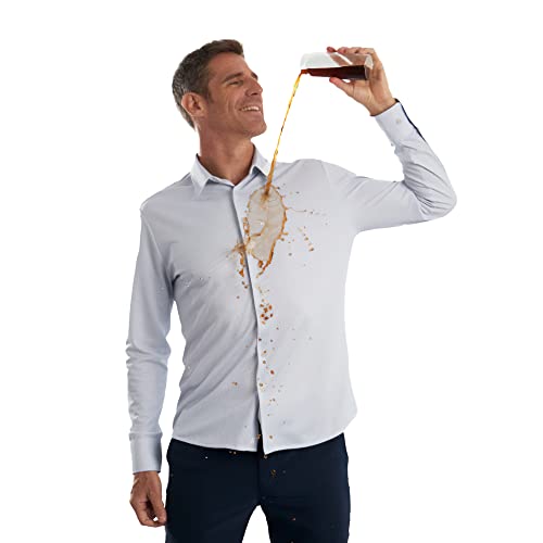 Camisa de Vestir para Hombre sin Plancha, Antiarrugas, repele Las Manchas, sin Manchas de Sudor, antiolor, Transpirable, Camisa Hombre Manga Larga Entalle Medium fit Cover