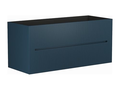 Vente-unique - Meuble sous Vasque Suspendu strié Bleu - 120 cm - PAVANI