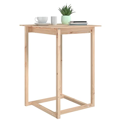 Table haute carrée gain de place en pin pour petit espace
