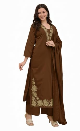 Image of Klosia Women Solid Embroidery Kurta and pant set With Dupatta