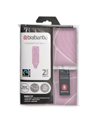 Image of Brabantia Ironing Board Cover B (Lilac Waves), 49 x 15 in. /124 x 38 cm with 0.08 in. /2mm Foam Padding, Steam Iron Compatible Ironing Board Coverlet, Padded Cover Made from Fairtrade Material