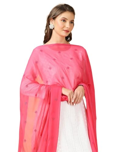 Image of DUPATTA BAZAAR Women's Embroidered Chiffon Dupatta with Delicate Sequins