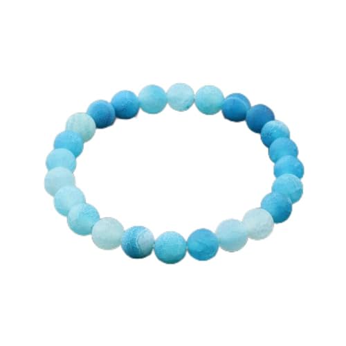 Bracelet en pierre naturelle bleue givrée 8 mm pour accessoire de mode et yoga