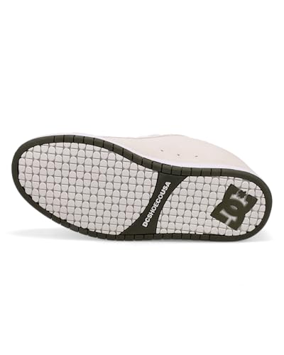 DC Men's Court Graffik Skate Shoe, White/Olive, 14