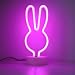 ENUOLI Decorative Rabbit Neon Sign Light Pink Led Cute Animal Neon Marquee Light with Base Art Wall Decor for Baby Room Child Party Christmas Party Table Art Decoration Best Gifts for Kids