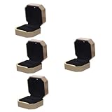 4 Stück Ringbox Hochzeit mit LED Licht Achtkantiger Verlobungsringhalter für Anträge Schmuckdisplay für Besondere Anlässe