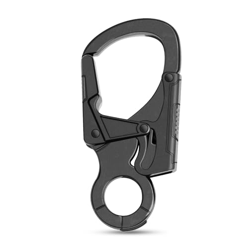 Ahiller Karabiner Schlüsselanhänger, 3,1 Zoll Legierung Schlüssel Karabiner für Mann, Outdoor Camping, Wandern Zubehör, Schlüsselring mit Clip(D-Gunmetal-1PCS)