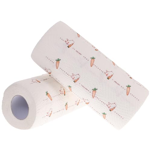 LOLIPPYY 2 rollos Toallas de Papel para Cocina con Estampado de Paños Absorbentes para Limpieza de Grasas y Manchas Suministros de Cocina Prácticos y Fáciles de Usar