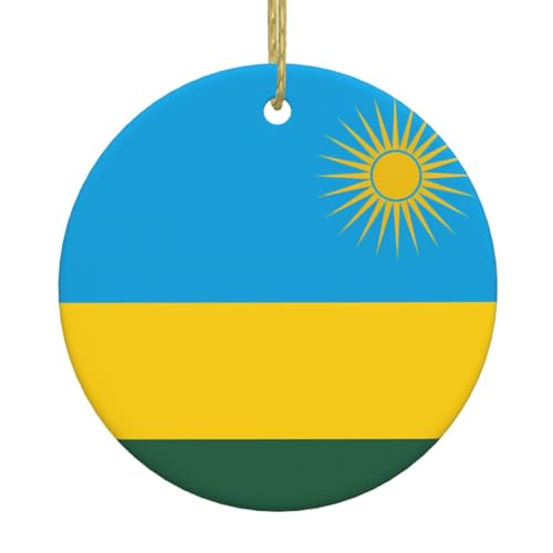WINHGA Flagge von Ruanda, Weihnachtsdekoration, Keramik, r&, Innendekoration, Geschenk, 7,4 cm