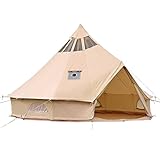 EchoSmile Cotton Canvas Bell Tent, 6 Person Luxury Outdoor Camping Tent, Glamping Yurt Tent with Stove Jack Opening, Portable Waterproof & Windproof Tent, Easy Setup Family Tent for 4 Season