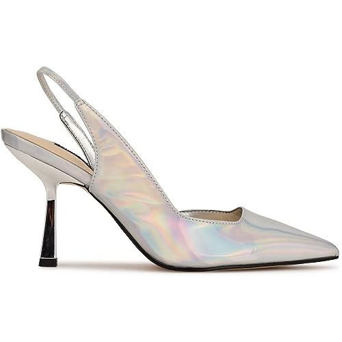 Nine West Womens Mollie Pumps Dressy Slingback Heels Silver 8.5 Medium (B,M)2