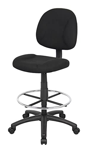Boss Office Products B1615-BK Ergonomic Works Drafting Chair Without Arms in Black, Mid-Back