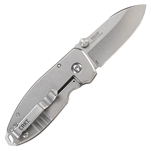 Crkt Squid Folding Pocket Knife: Compact Edc Straight Edge Utility Knife With Stainless Steel Blade And Framelock Handle With Stonewash Finish 2491 #TOP2