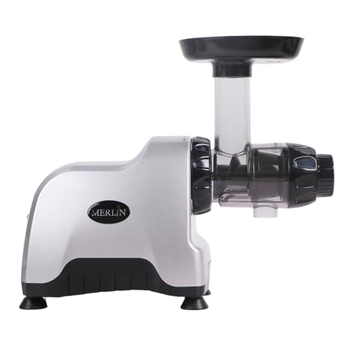 Merlin MNC300S – Extracteur de Jus Horizontal à Pression à Froid 200 W – Extracteur de Fruits, Légumes, Herbes et Sorbets – Faible Vitesse – Compact Juicer - Gris