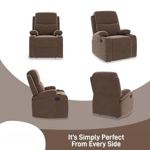 Image of Amazon Brand - Solimo Orleans | Single Seater Sofa Recliner | Manual Recliner (Velvet Brown)