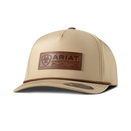 Image of Ariat Men's Khaki Flexfit 110 Cap with Embossed Leather Patch