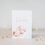 𝟴 𝗘𝗶𝗻𝗹𝗮𝗱𝘂𝗻𝗴𝘀𝗸𝗮𝗿𝘁𝗲𝗻 𝗺𝗶𝘁 𝗨𝗺𝘀𝗰𝗵𝗹𝗮𝗴 | Taufe Kommunion Konfirmation | Lückentext zum ausfüllen | DIN A 6 | rosa Blume