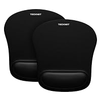 TECKNET Mouse Mat Wrist Support, 2 Packs Mouse Pad with Memory Foam, Black