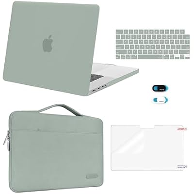 MOSISO Compatible with MacBook Pro 16 inch Case M5 M4 M3 M2 M1 2026-2021 A3429 A3428 A3403 A3186 A2991 A2780 A2485 Pro Max, Hard Case&Sleeve Bag&Keyboard Skin&Webcam Cover&Screen Film, Antique Green