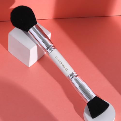 Image of Cuffs N Lashes Dual Makeup Brush | 2-in-1 Flat Top Foundation &Powder Brush 01 | Seamless Blending for Liquid Cream &Powder | Soft Premium Bristles | Travel Friendly Professional Face Brush