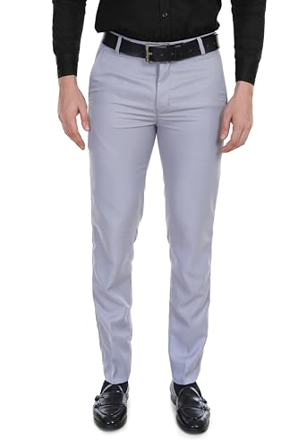 Image of Men's Stretchable Solid Plain Formal Trousers - Regular Fit Stylish Pants for Office & Party, Fashionable Dress Trousers for Men