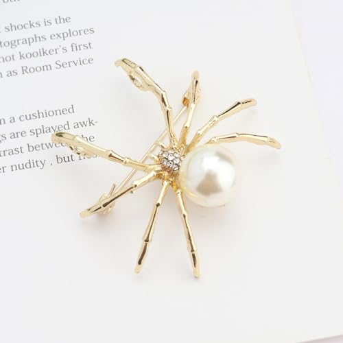 Image of Victorian Style Mother of Pearl Body and Micro Pave Spider Brooches Pins Silver Tone Goth Accessories Pins for Backpacks Aesthetic