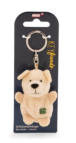NICI Schlüsselanhänger Hund beige mit Kleeblatt 5cm