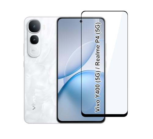 Image of CEDO Tempered Glass for Vivo Y400 (5G) / Realme P4 (5G) | Screen Protector Full HD Quality Tempered Glass Anti-Scratch Edge to Edge Coverage with Easy Installation Kit (Black)