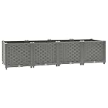 vidaXL Raised Bed in Light Grey - Large, Spacious Polypropylene Plant Box with Rattan-Look Design
