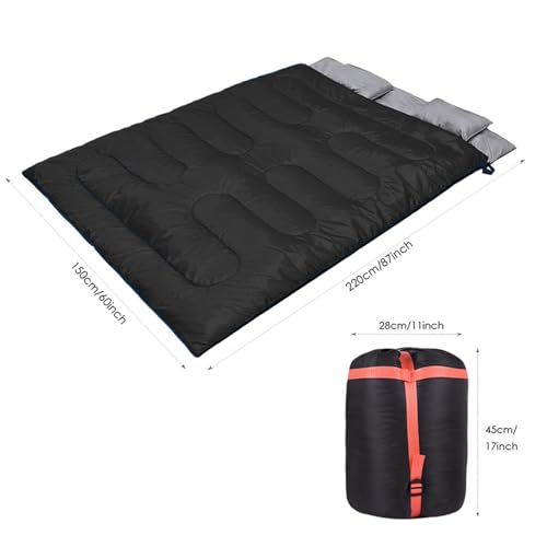 Saco de dormir doble para adultos, temporada 3 tamaño queen, con calefacción USB para clima frío, eléctrico para 2 personas para camping, senderismo y mochilero miniatura 3