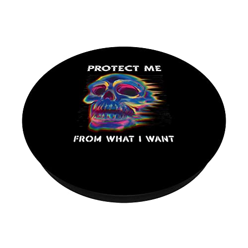 Protect Me From What I Want Sneaking Lurking PopSockets Swappable PopGrip, Black - Image 2