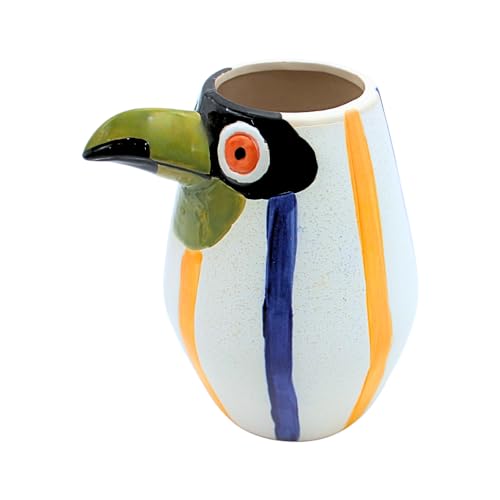 Jarrón de mesa con diseño de loro multicolor de cerámica 4