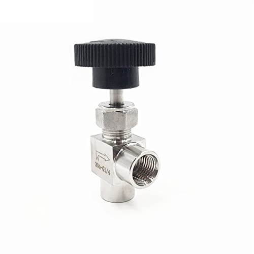 HIFASI Needle Valve Adjustable Needle Valve G1/8 1/4 3/8 1/2 Inch Female Thread Right Angle 90 Degree SS304 1Pcs (Size…