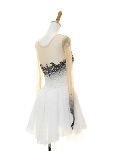 Vestido de patinação no gelo de manga comprida para meninas saia patinação no gelo fantasia de ginás