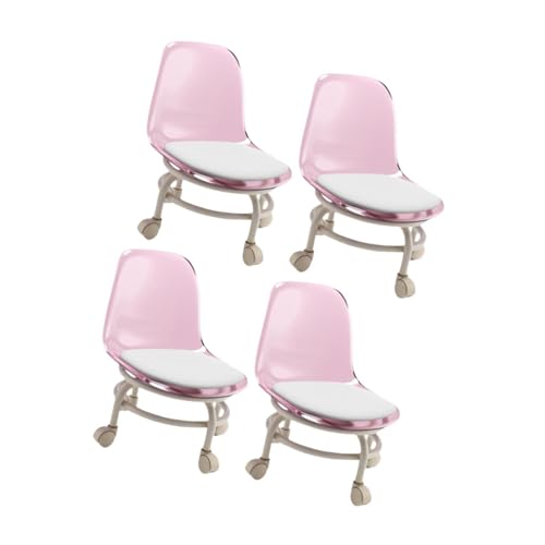 Paquete de 4 sillas móviles con ruedas para oficina, tienda, garaje, color azul (rosa)