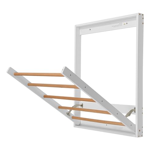 Oiveinya Wall-Mounted Clothing Rack Folding Pole Rack Wall-Mounted Foldable Clothes Racks Wall Mount Clothing Pole Tower Hanging Racks Towel Hanger for Bathroom