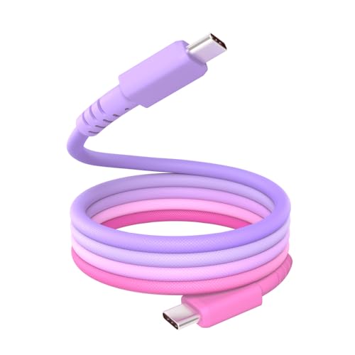 MOTTERU(モッテル) マグネットケーブル グラデーション PD240W対応 USB-C to USB-C iPhone Air 17 17Pro 16 15 シリーズ ノートPC iPad Macbook 磁力でまとまる 形状記憶 磁石 急速充電 データ転送 1m コットンキャンディ MOT-MGGCC100-CC