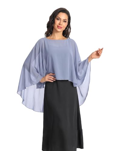 Image of Baoqiya Chiffon Capes Sheer Capelets Long Cape Poncho For Women Plus Size