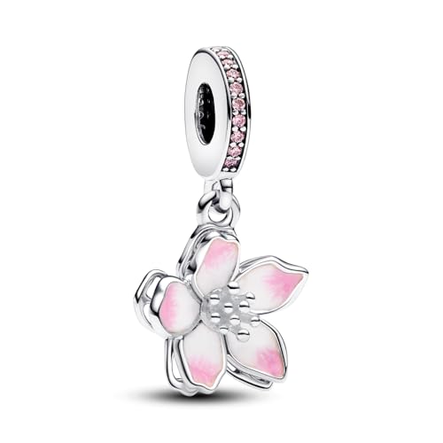 PANDORA Moments Cherry Blossom Dangle Charm - Sterling Silver Charm with Cubic Zirconia & Enamel - Jewelry for Women - Includes Gift Box2