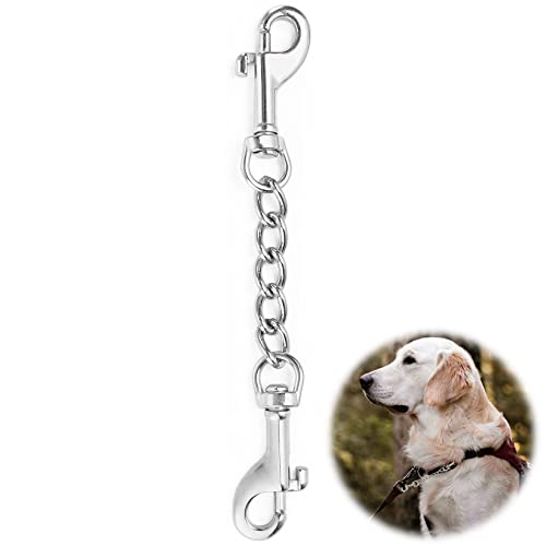 MOZETO Dog Collar Safety Clip Stainless Steel Heavy Backup for Prong Collar Dog Harness Collar Leash Connector (7 inches)